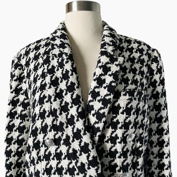 L’Agence Kenzie Houndstooth Blazer Black White Tweed Size 12 - Picture 4 of 9